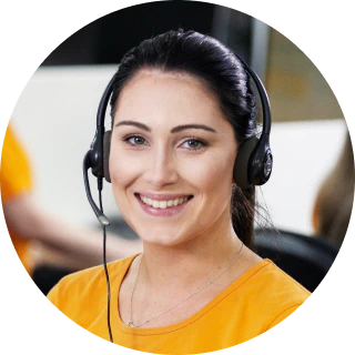 smiling woman with headset on