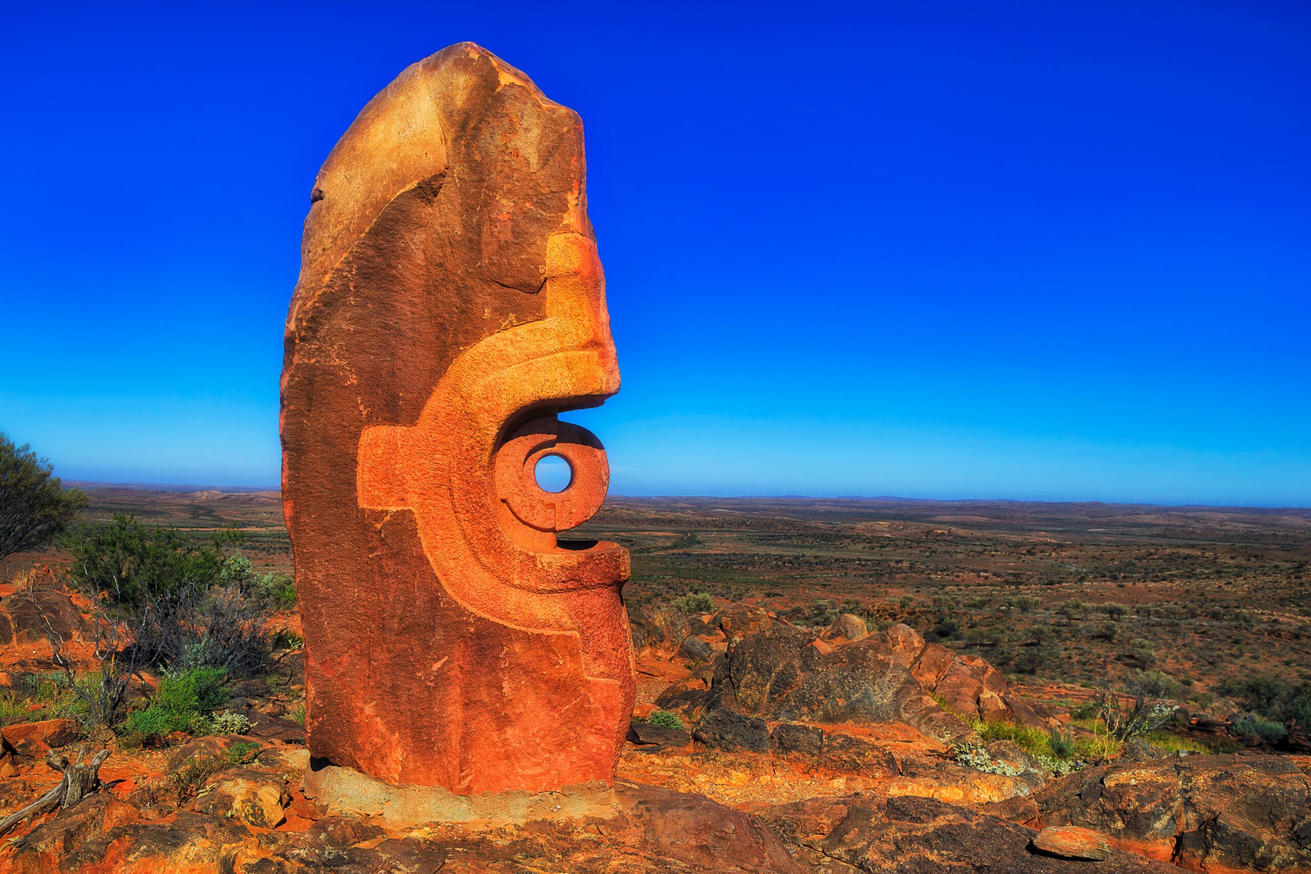 Stone sculpture in public sculpture garden, Broken Hill