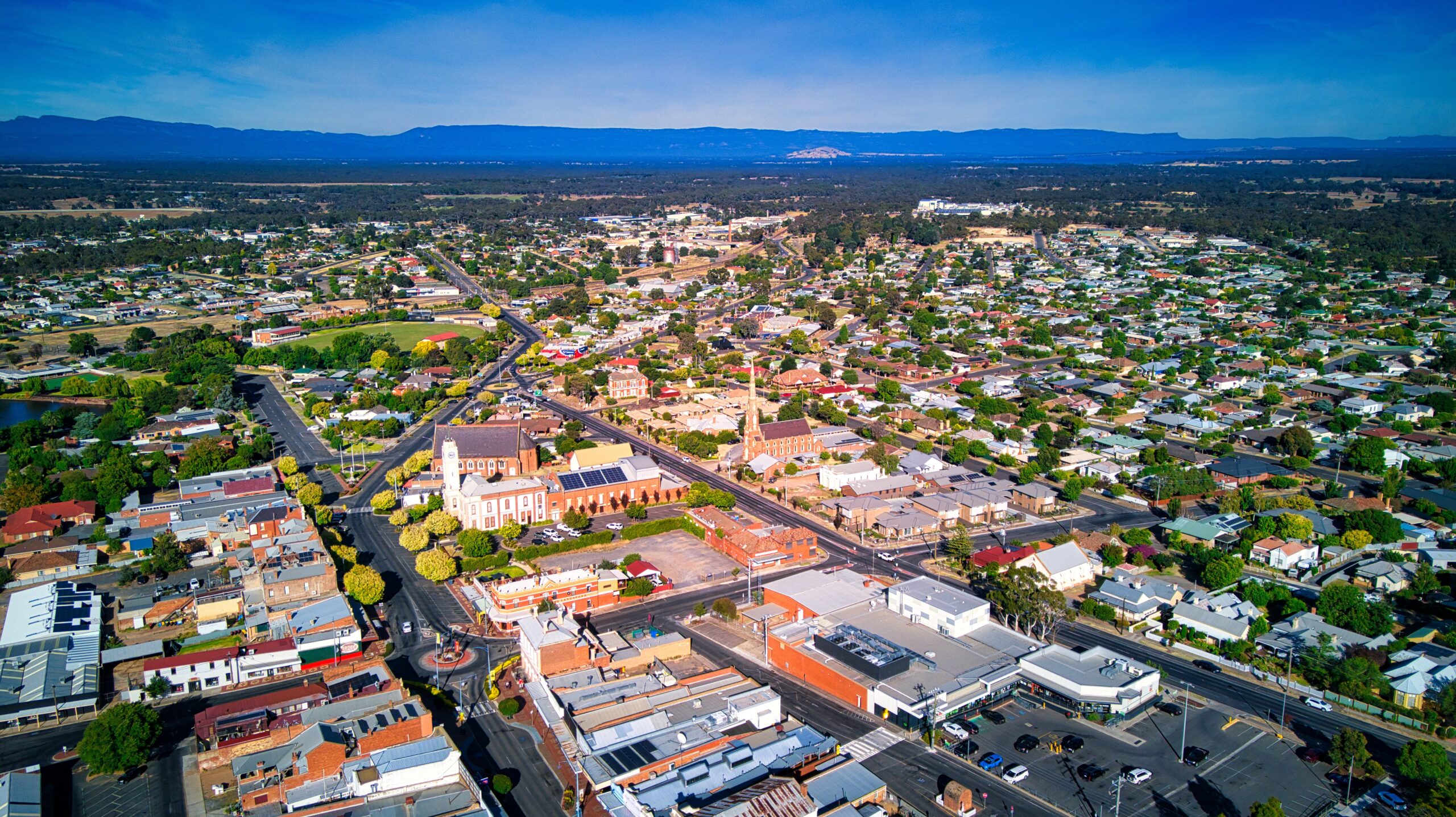 Aerial View of Stawell Central Business District